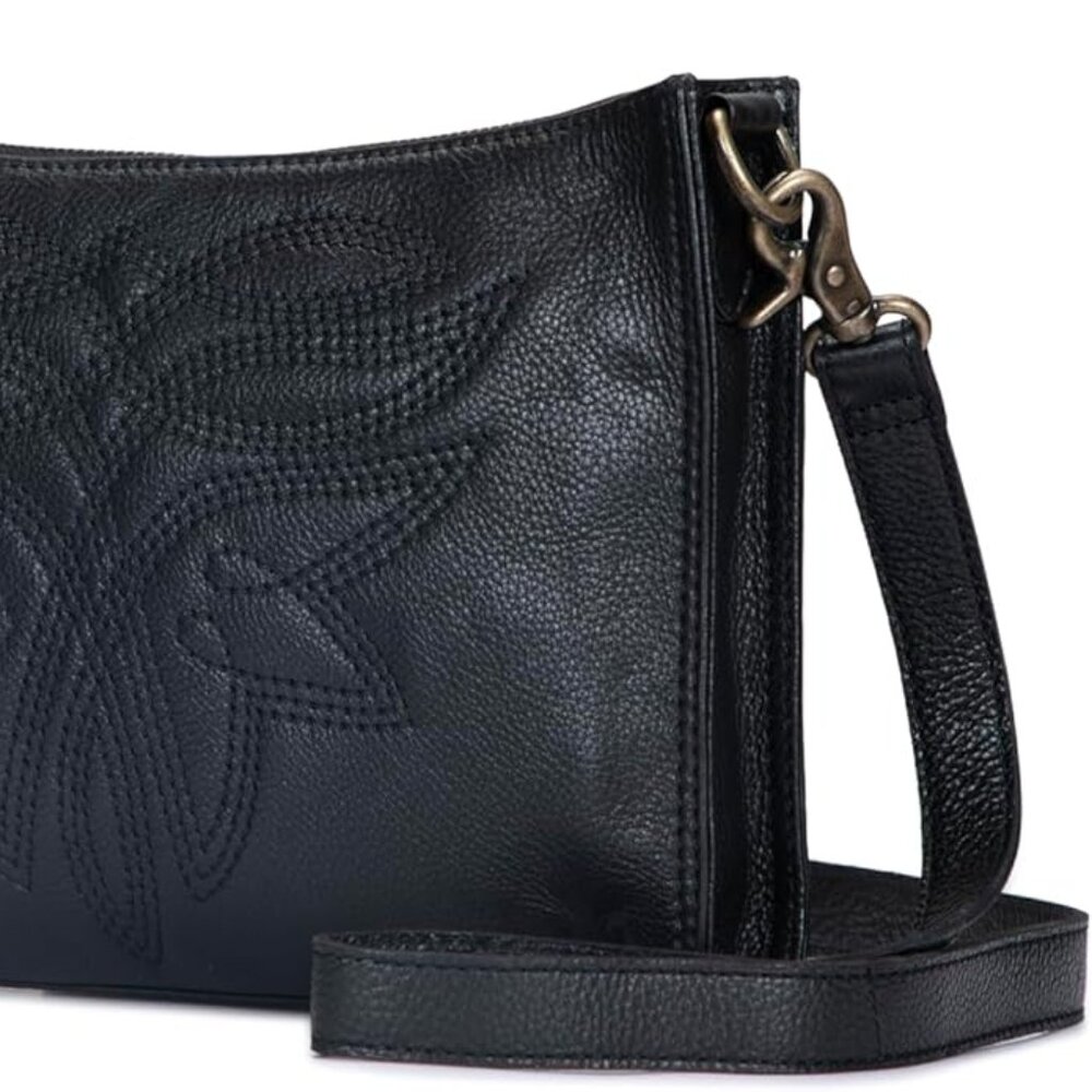 NWT Frye Women's Charlene Leather Crossbody, Black - Picture 6 of 12